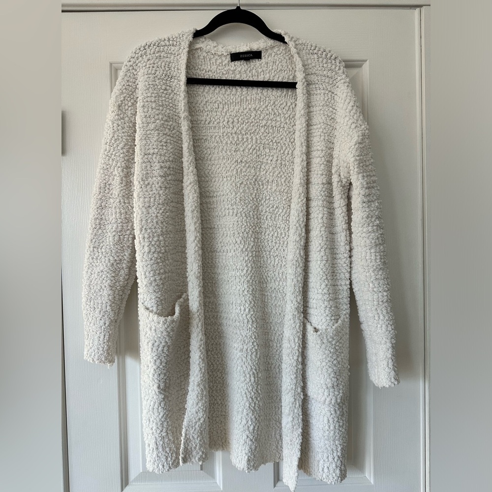 Elegant Cream Open-Front Cardigan